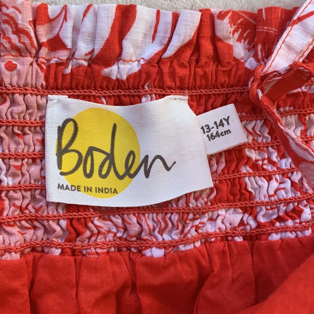 Boden 13/14 Tropical Orange & White Romper EUC - Picture 6 of 16